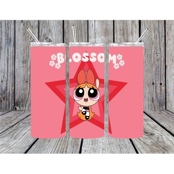 Handmade Other - Powerpuff girls metal insulated tumbler, stainless steel, blossom, cartoon, cup